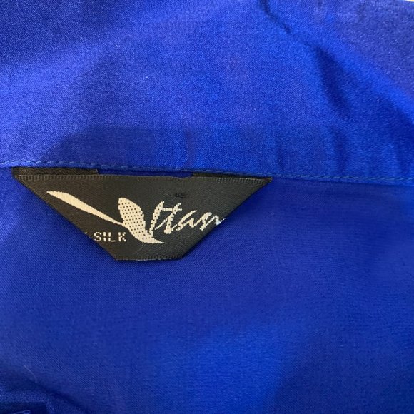 Beautiful blue silk kimono jacket with mandarin collar and golden dragon design - Picture 11 of 12